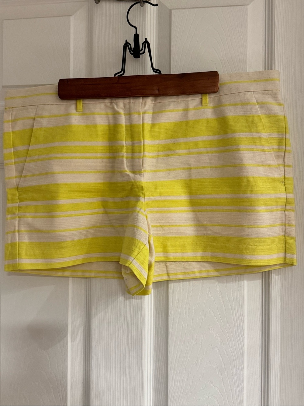 GAP Yellow Neon and Cream Striped Women's Bermuda Shorts